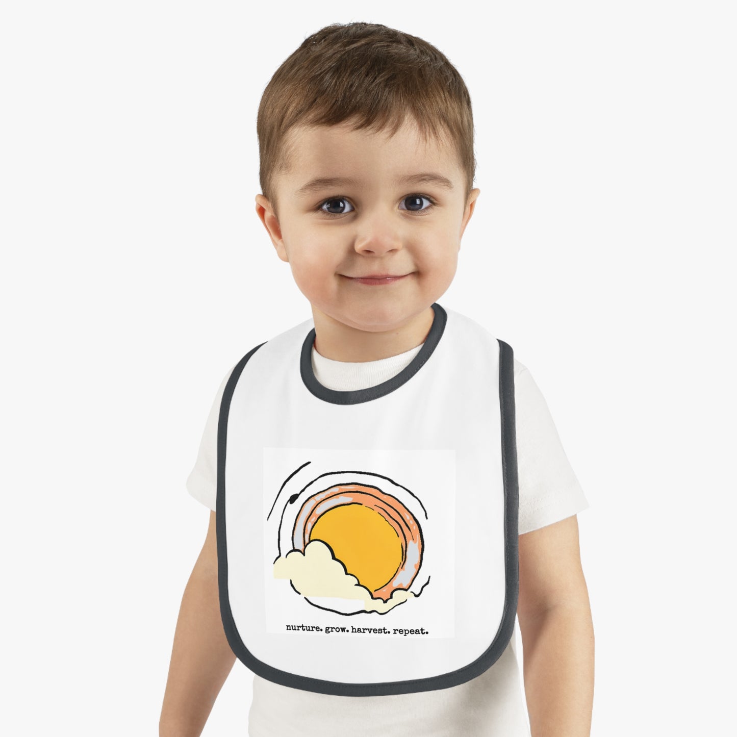 Sun/Egg art - Baby Contrast Trim Jersey Bib - Graleske