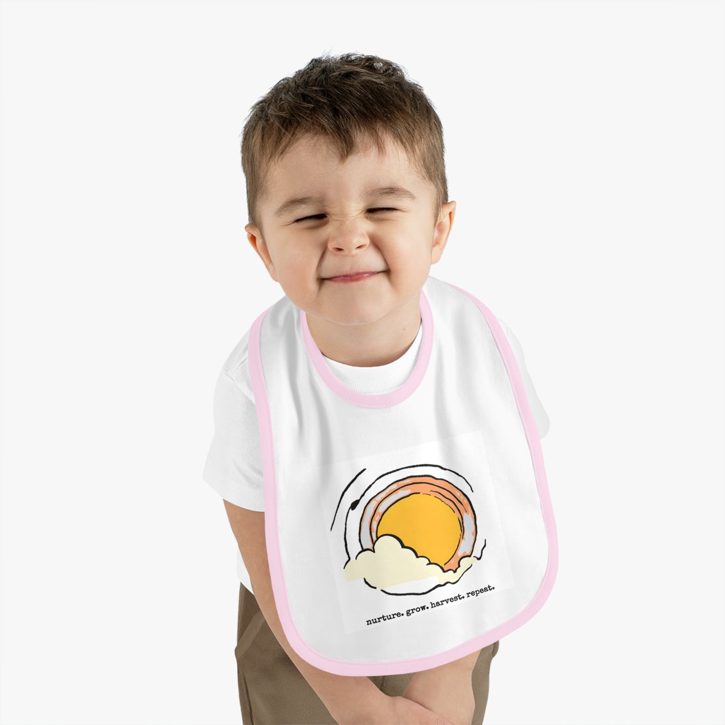 Sun/Egg art - Baby Contrast Trim Jersey Bib - Graleske