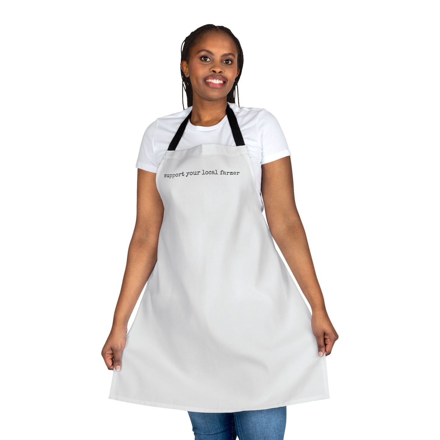 Apron, 5-Color Straps (AOP) - support your local farmer - Graleske