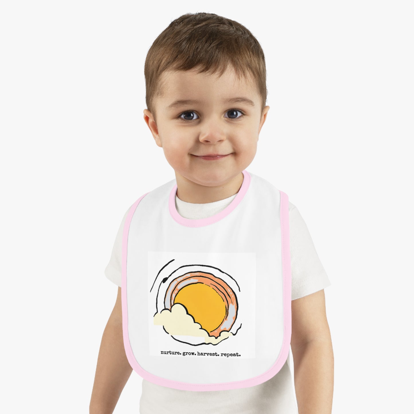 Sun/Egg art - Baby Contrast Trim Jersey Bib - Graleske