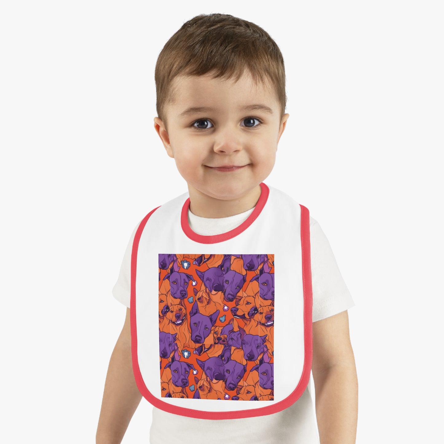 dog art - Baby Contrast Trim Jersey Bib - Graleske
