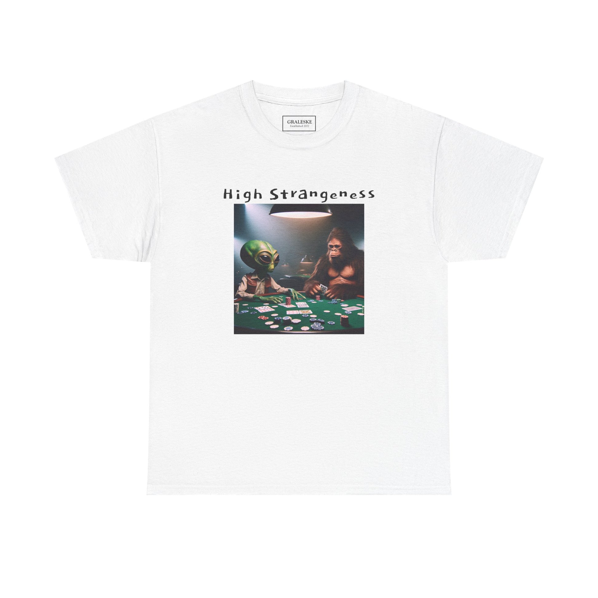Alien vs Bigfoot Poker -Unisex Heavy Cotton Tee - Graleske