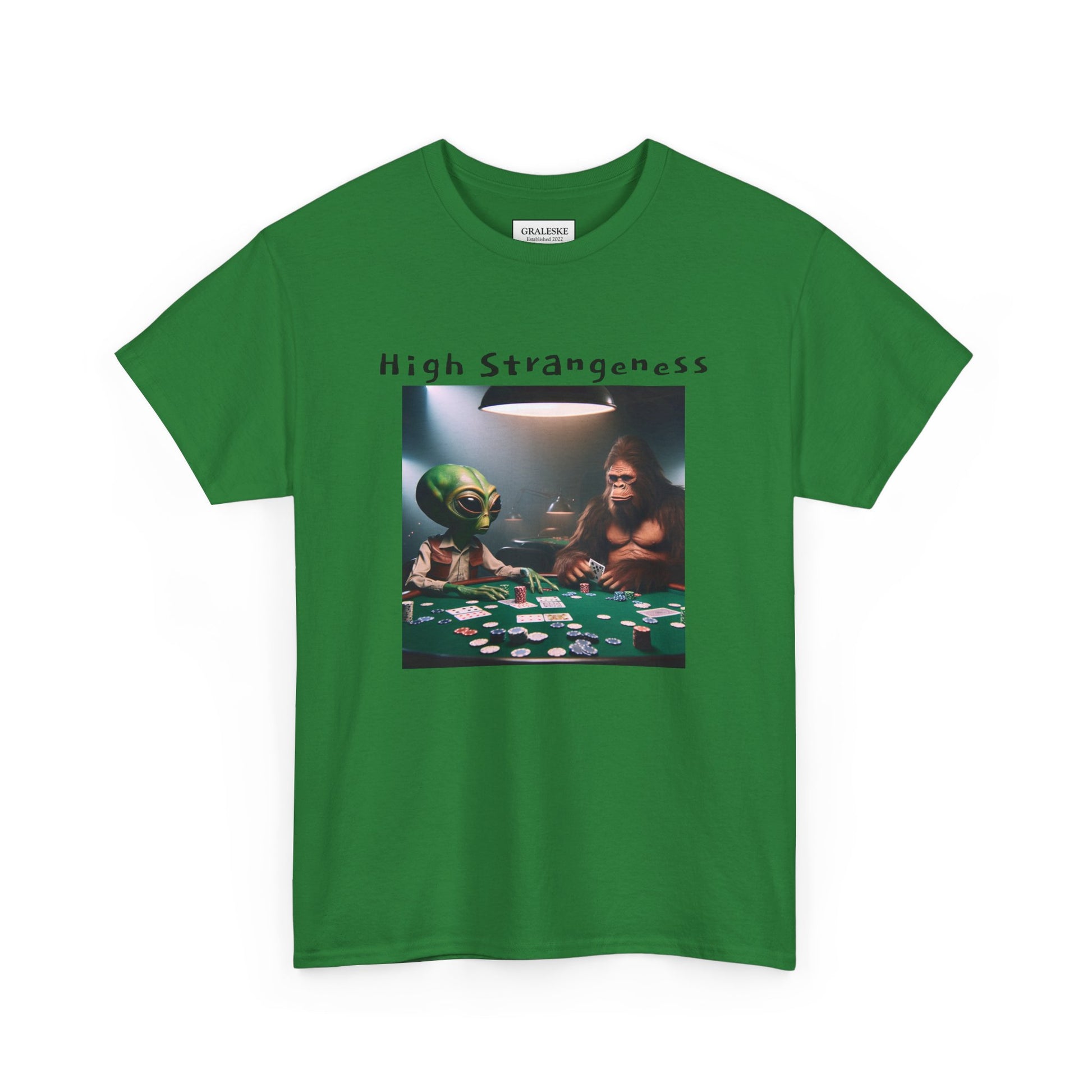 Alien vs Bigfoot Poker -Unisex Heavy Cotton Tee - Graleske