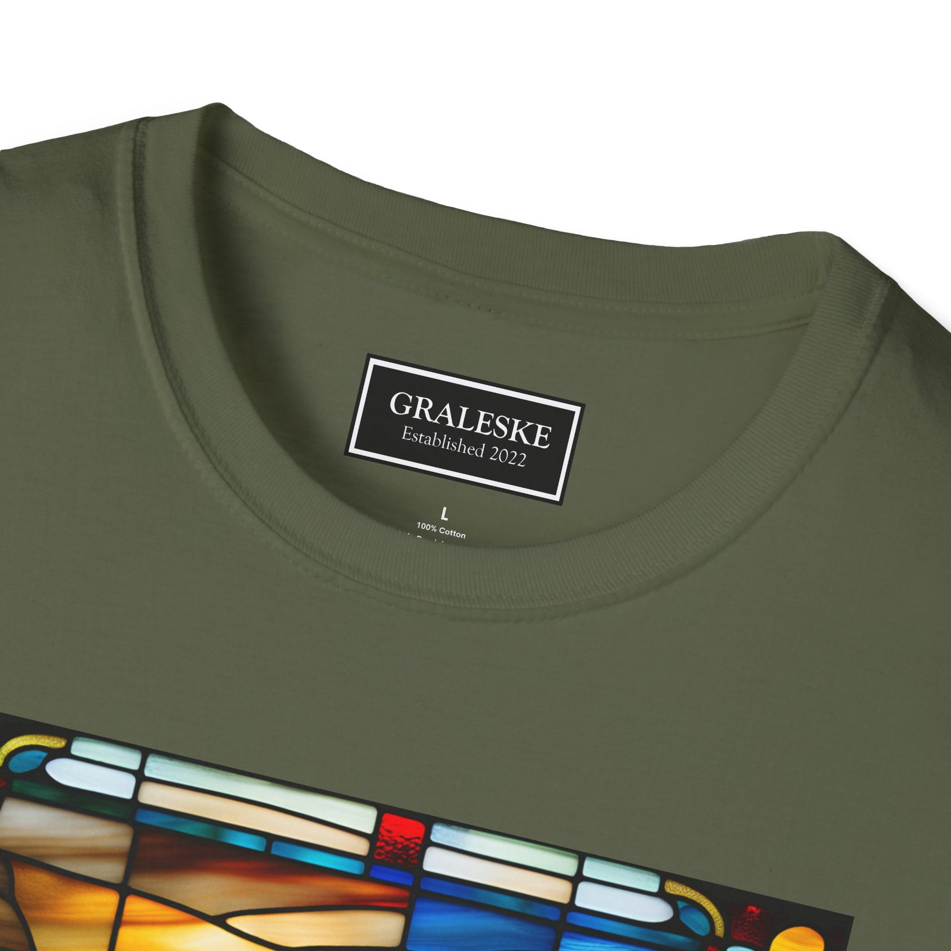 chickens playing cards stained glass - Unisex T-Shirt - Graleske