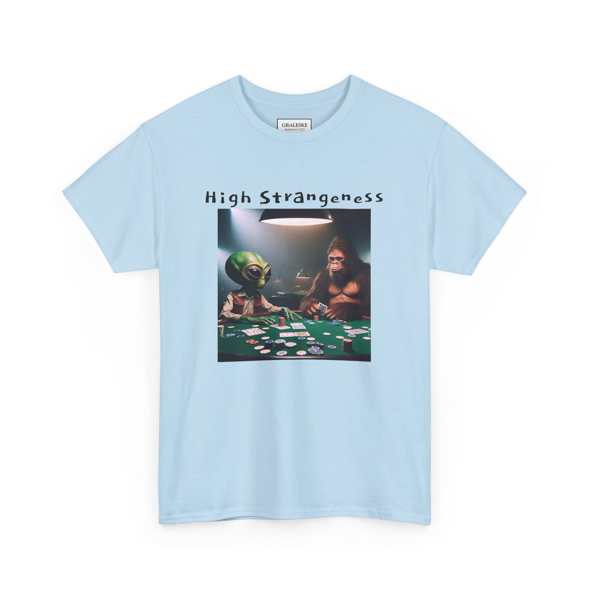Alien vs Bigfoot Poker -Unisex Heavy Cotton Tee - Graleske