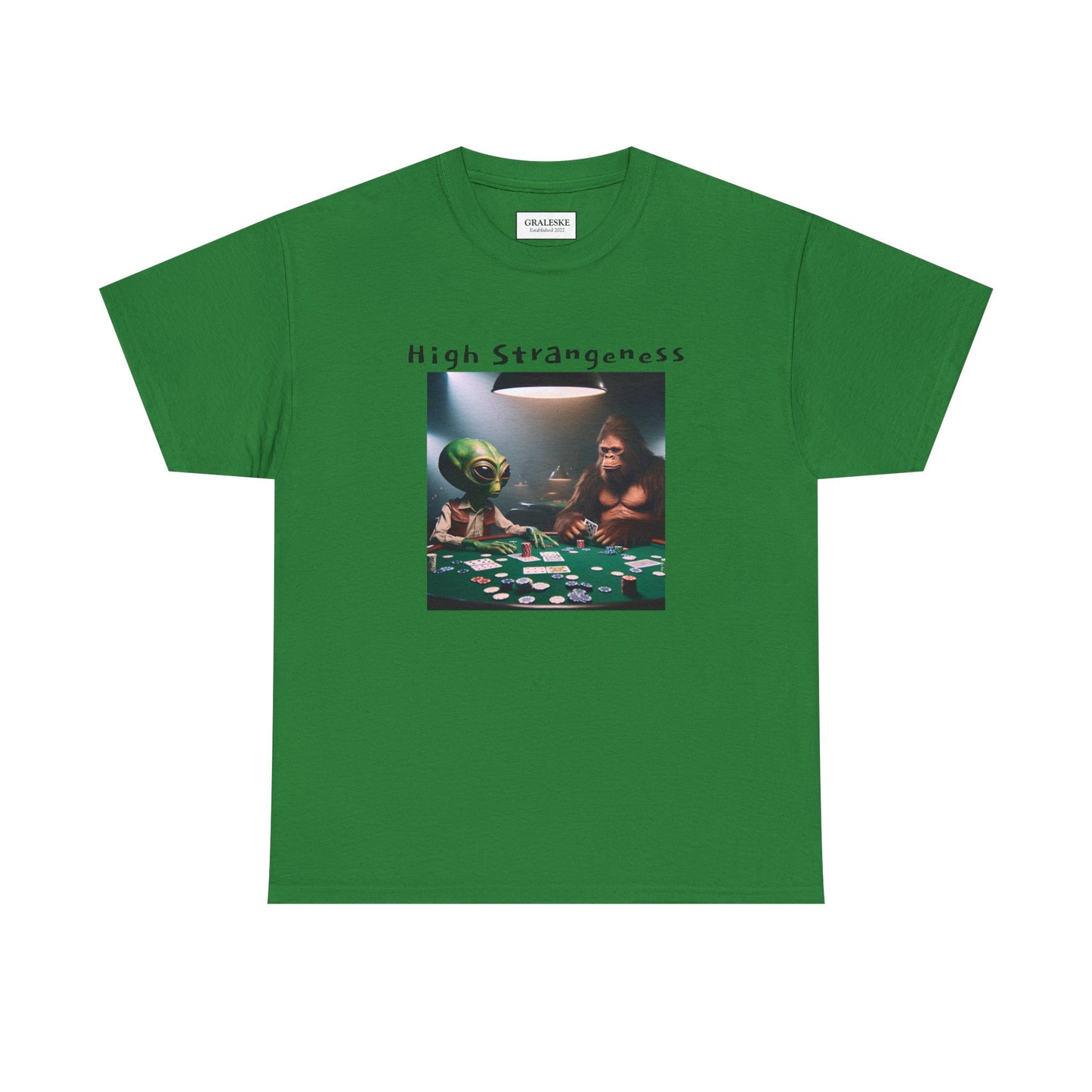 Alien vs Bigfoot Poker -Unisex Heavy Cotton Tee - Graleske