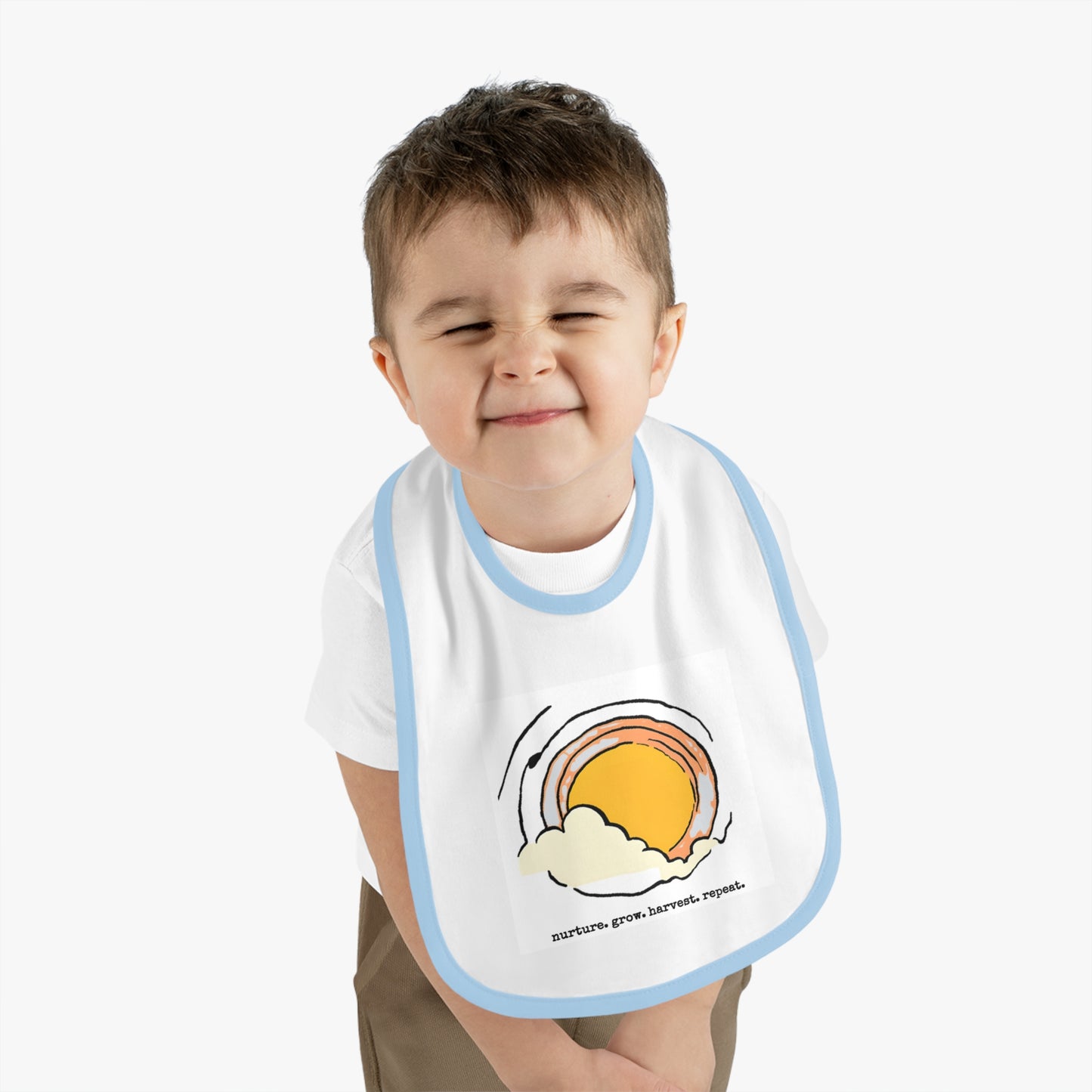Sun/Egg art - Baby Contrast Trim Jersey Bib - Graleske