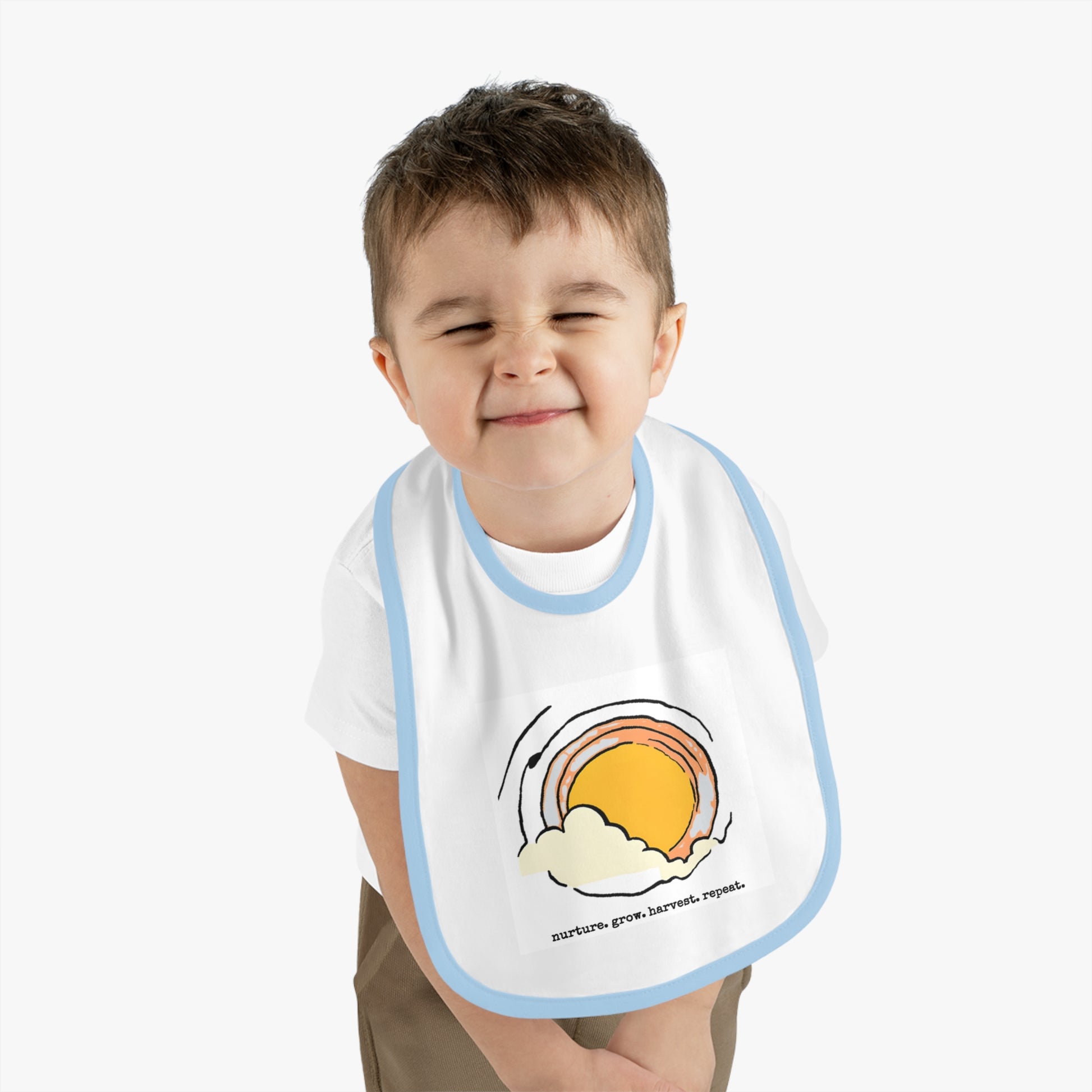 Sun/Egg art - Baby Contrast Trim Jersey Bib - Graleske