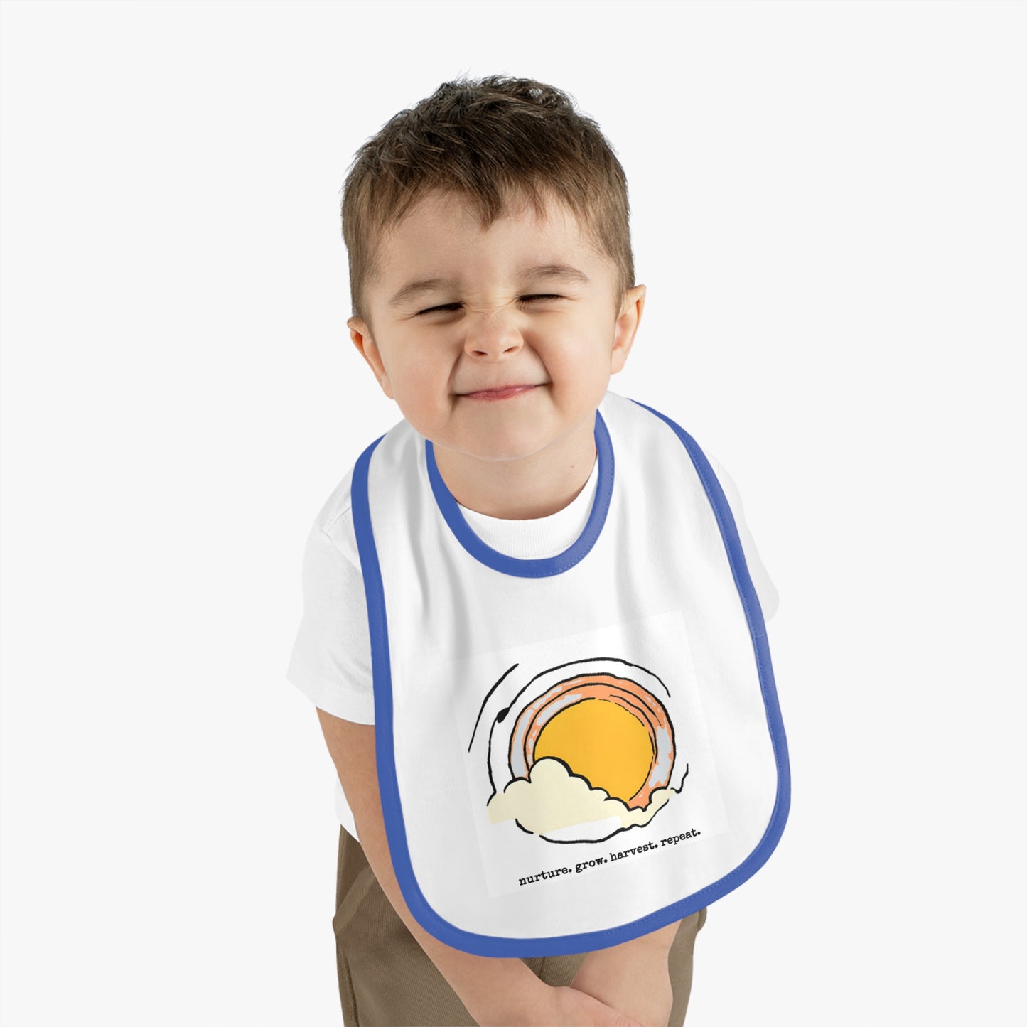 Sun/Egg art - Baby Contrast Trim Jersey Bib - Graleske