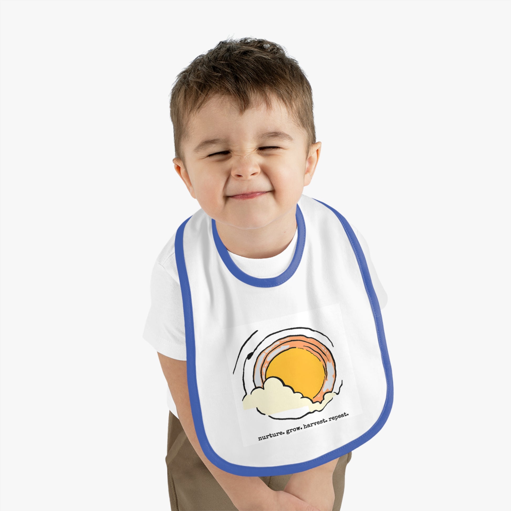 Sun/Egg art - Baby Contrast Trim Jersey Bib - Graleske