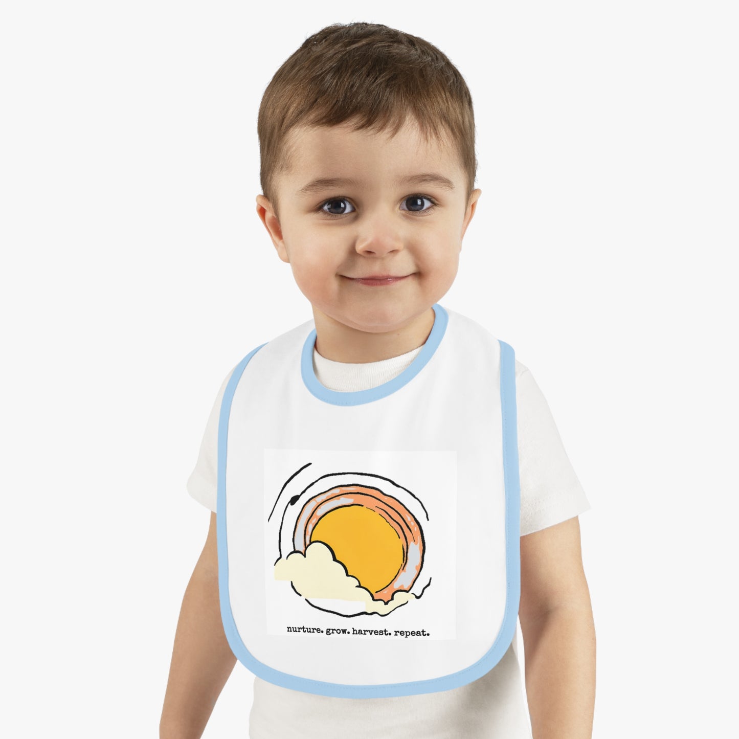 Sun/Egg art - Baby Contrast Trim Jersey Bib - Graleske
