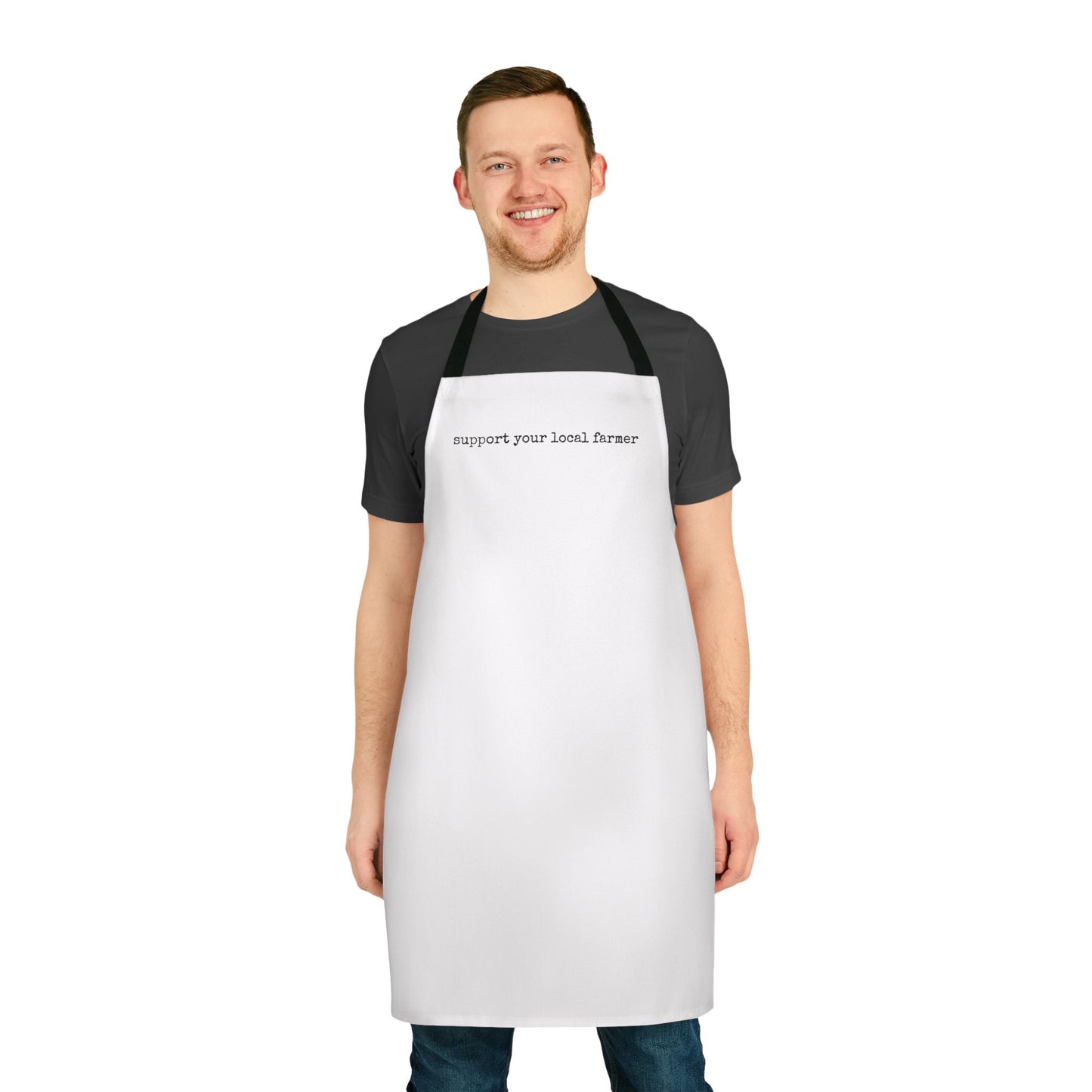Apron, 5-Color Straps (AOP) - support your local farmer - Graleske