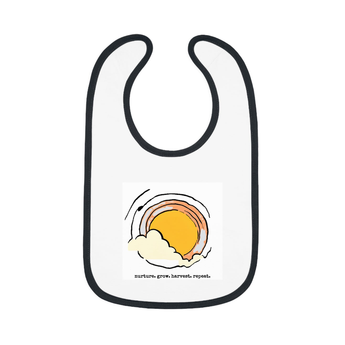 Sun/Egg art - Baby Contrast Trim Jersey Bib - Graleske