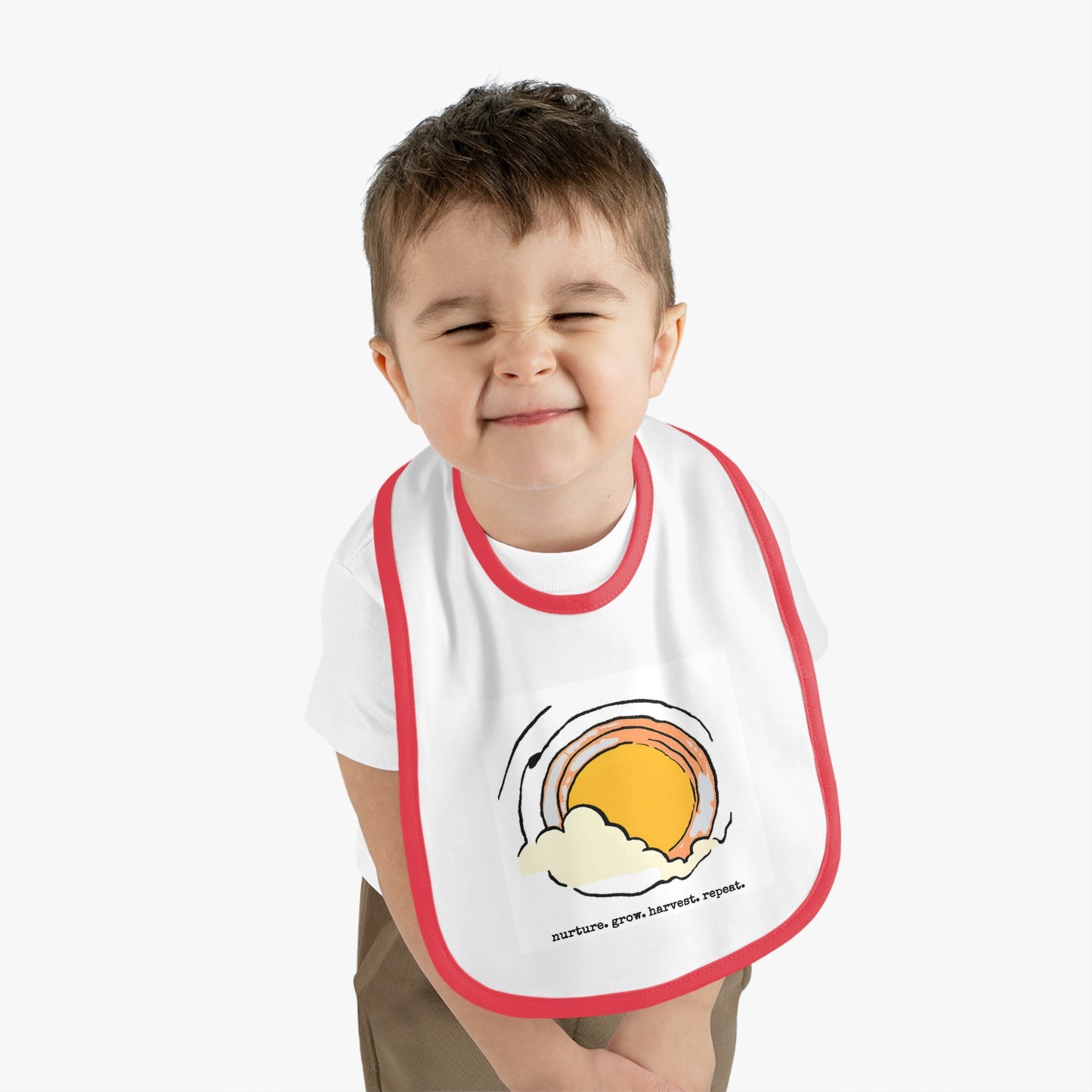 Sun/Egg art - Baby Contrast Trim Jersey Bib - Graleske