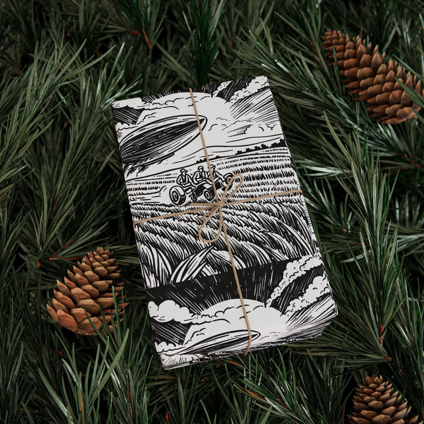 farmers and space blimp - Wrapping Papers - Graleske