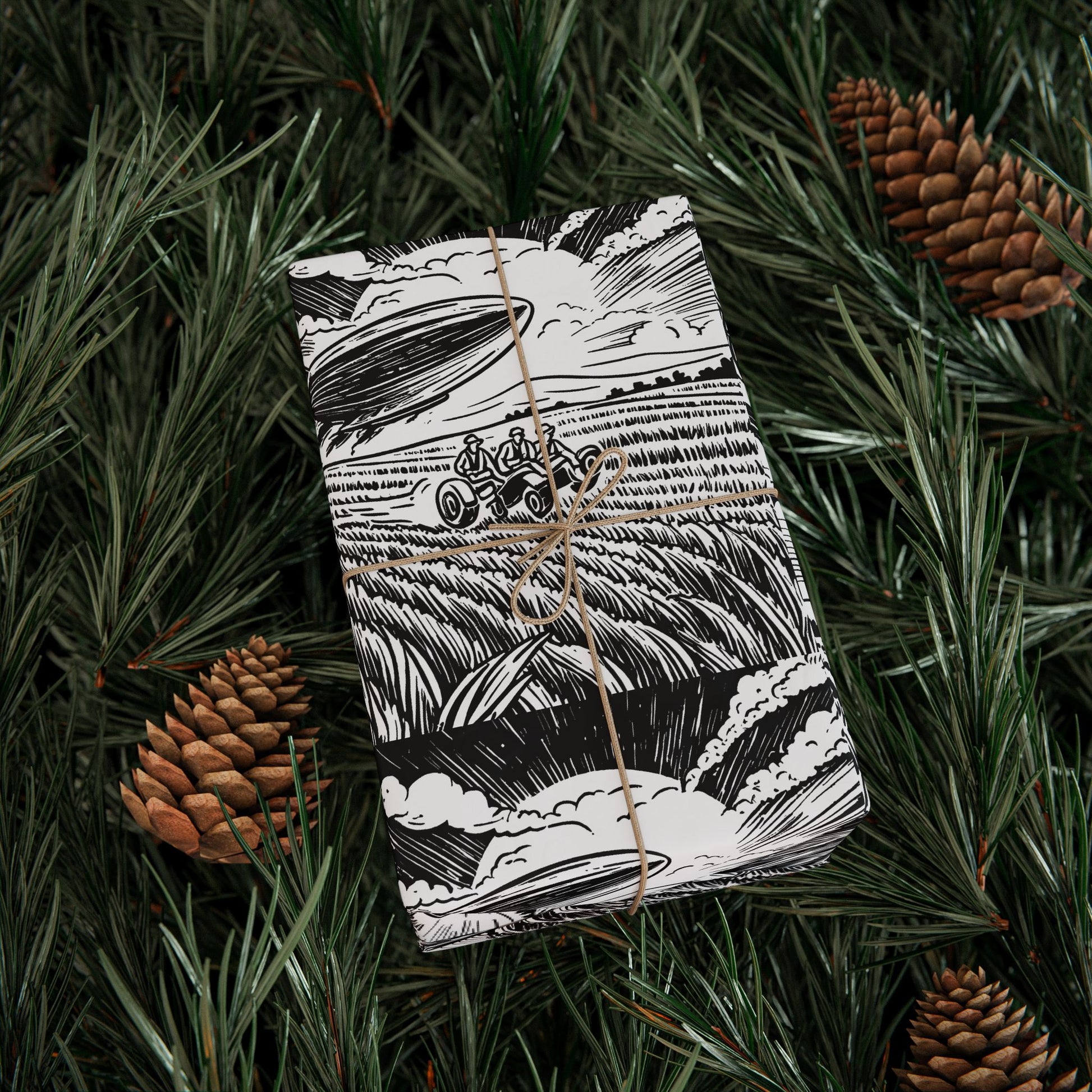farmers and space blimp - Wrapping Papers - Graleske