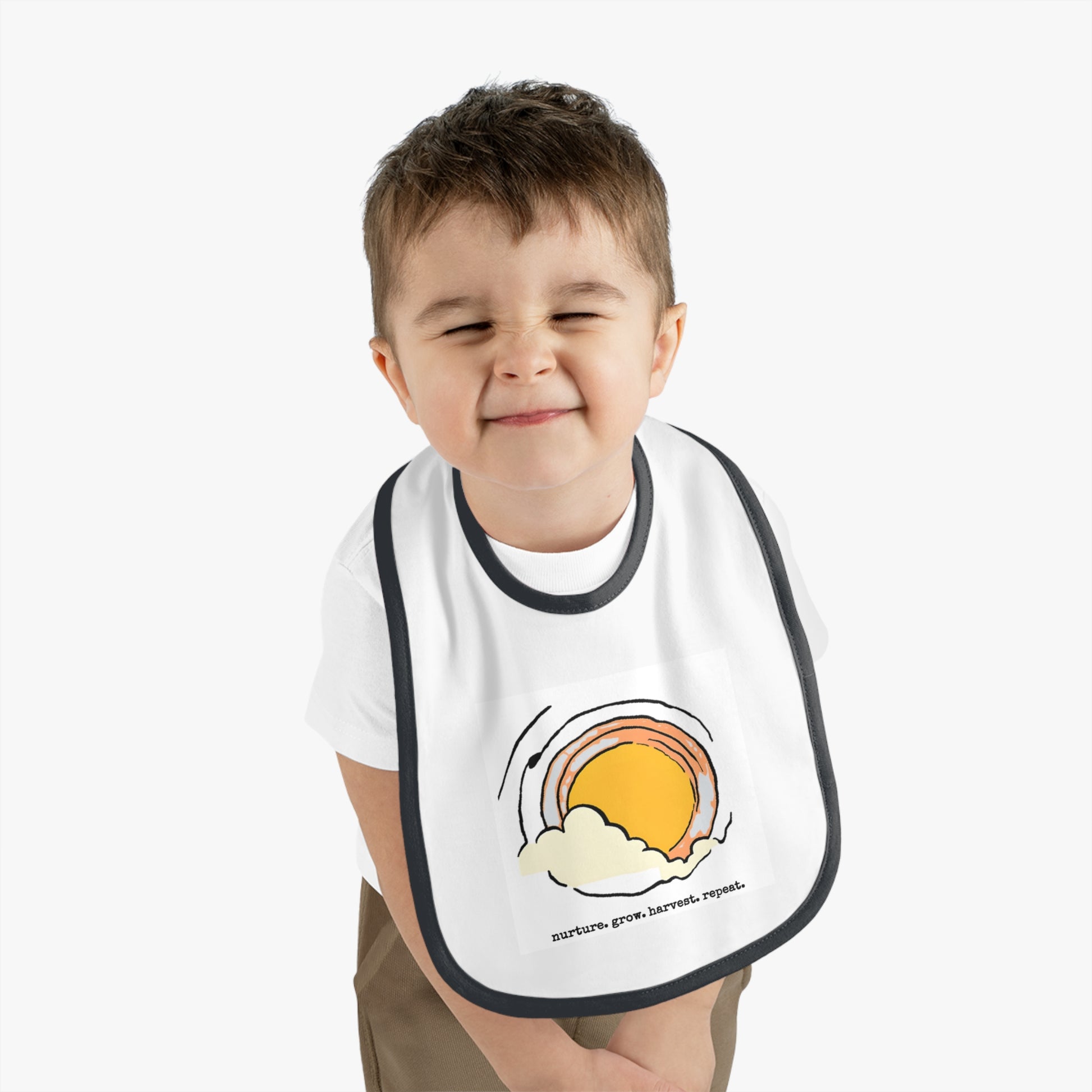 Sun/Egg art - Baby Contrast Trim Jersey Bib - Graleske