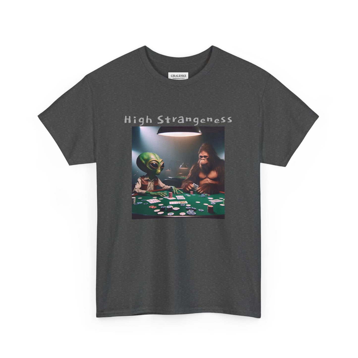 Alien vs Bigfoot Poker -Unisex Heavy Cotton Tee - Graleske