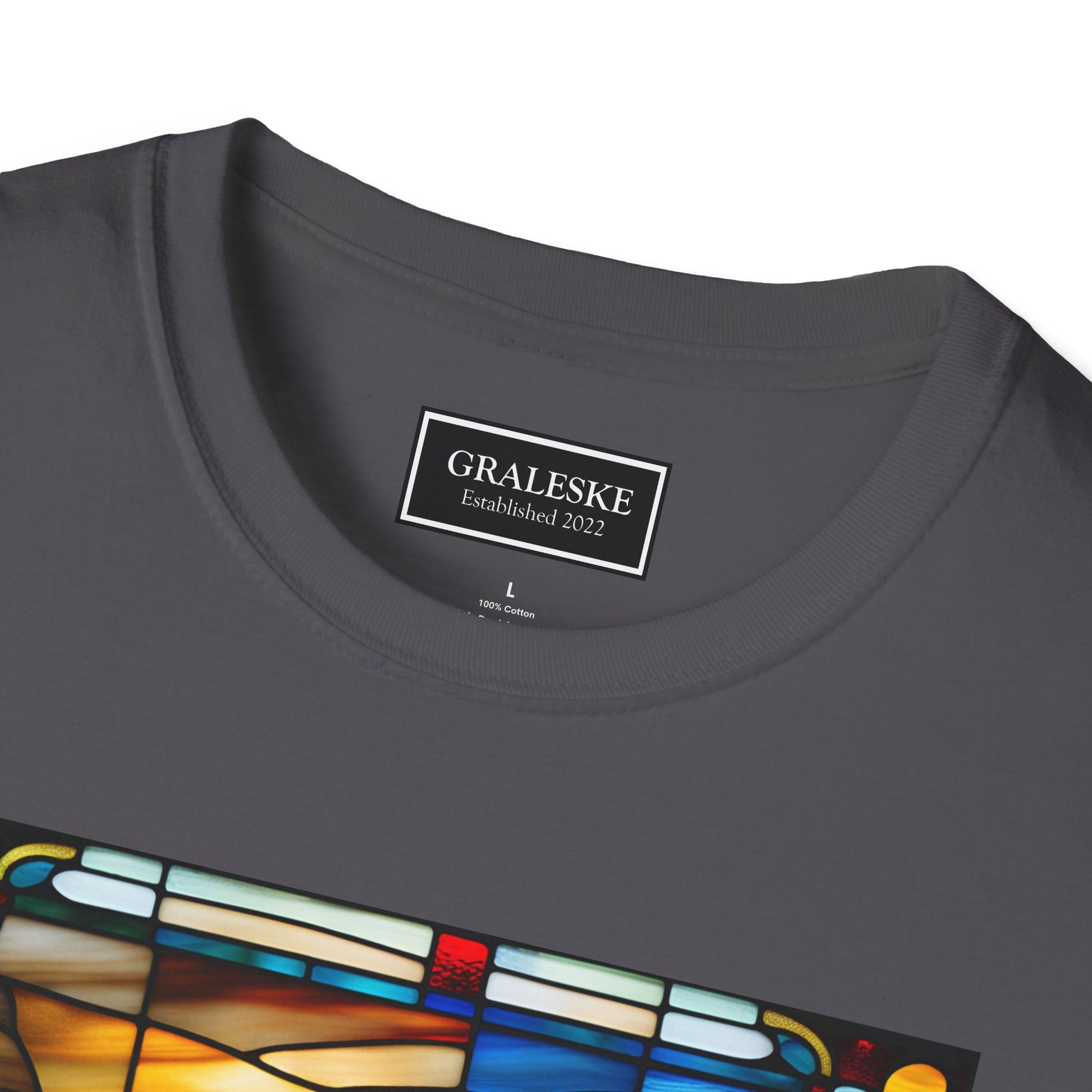 chickens playing cards stained glass - Unisex T-Shirt - Graleske