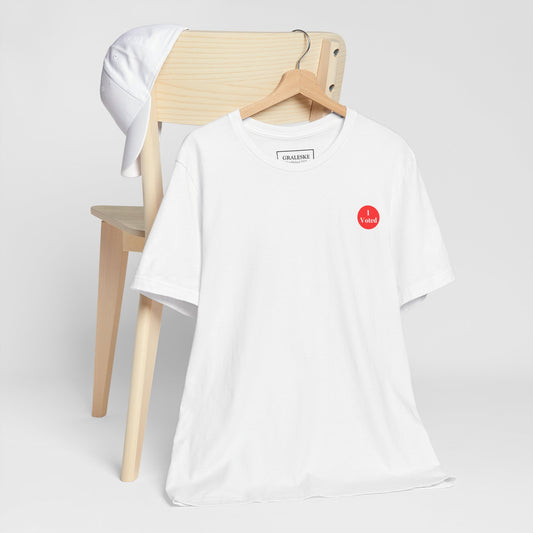I Voted Unisex Tee - mini sticker - Graleske
