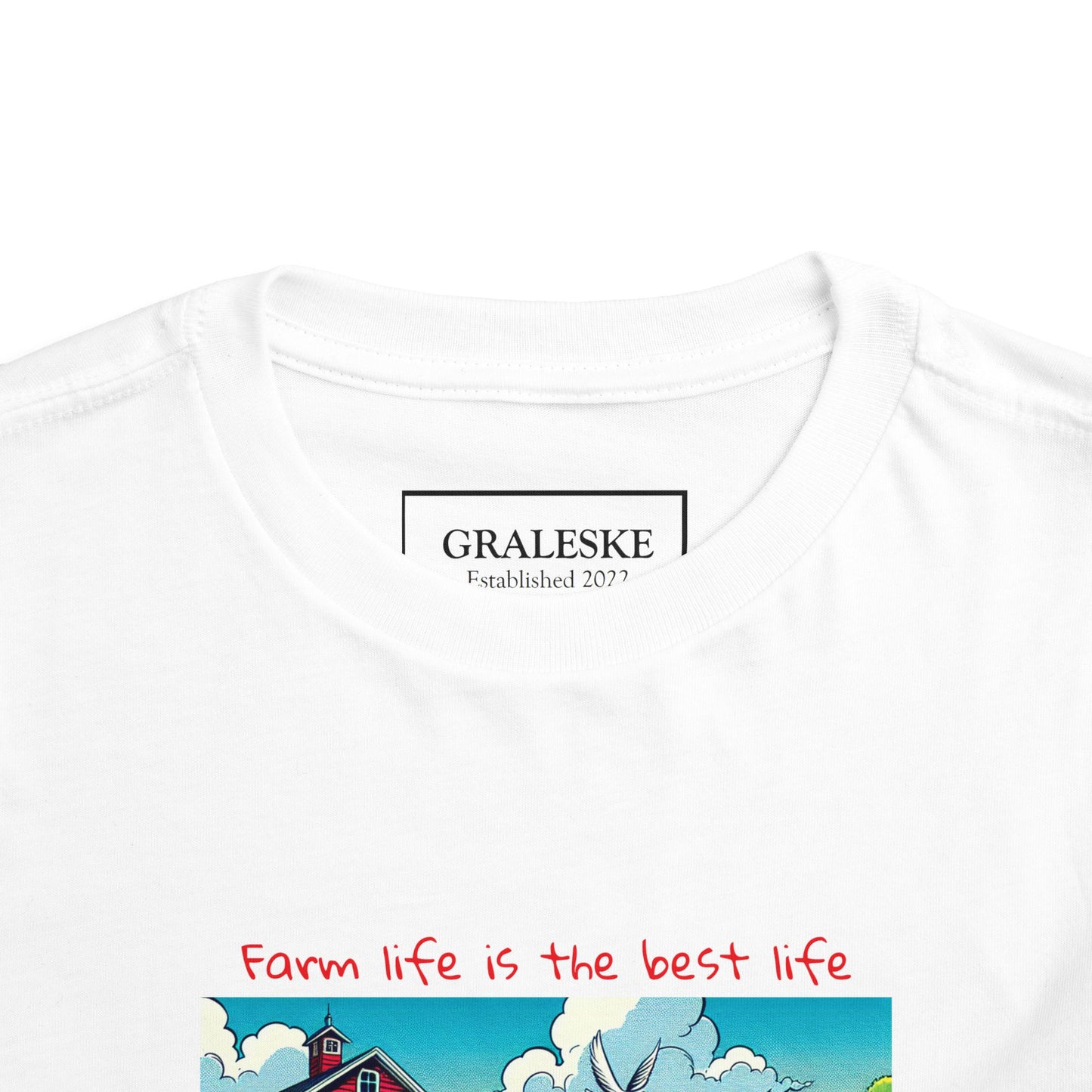 Toddler Tee Farm Life Children Feeding Chickens on Farm Short Sleeve Shirt - Graleske