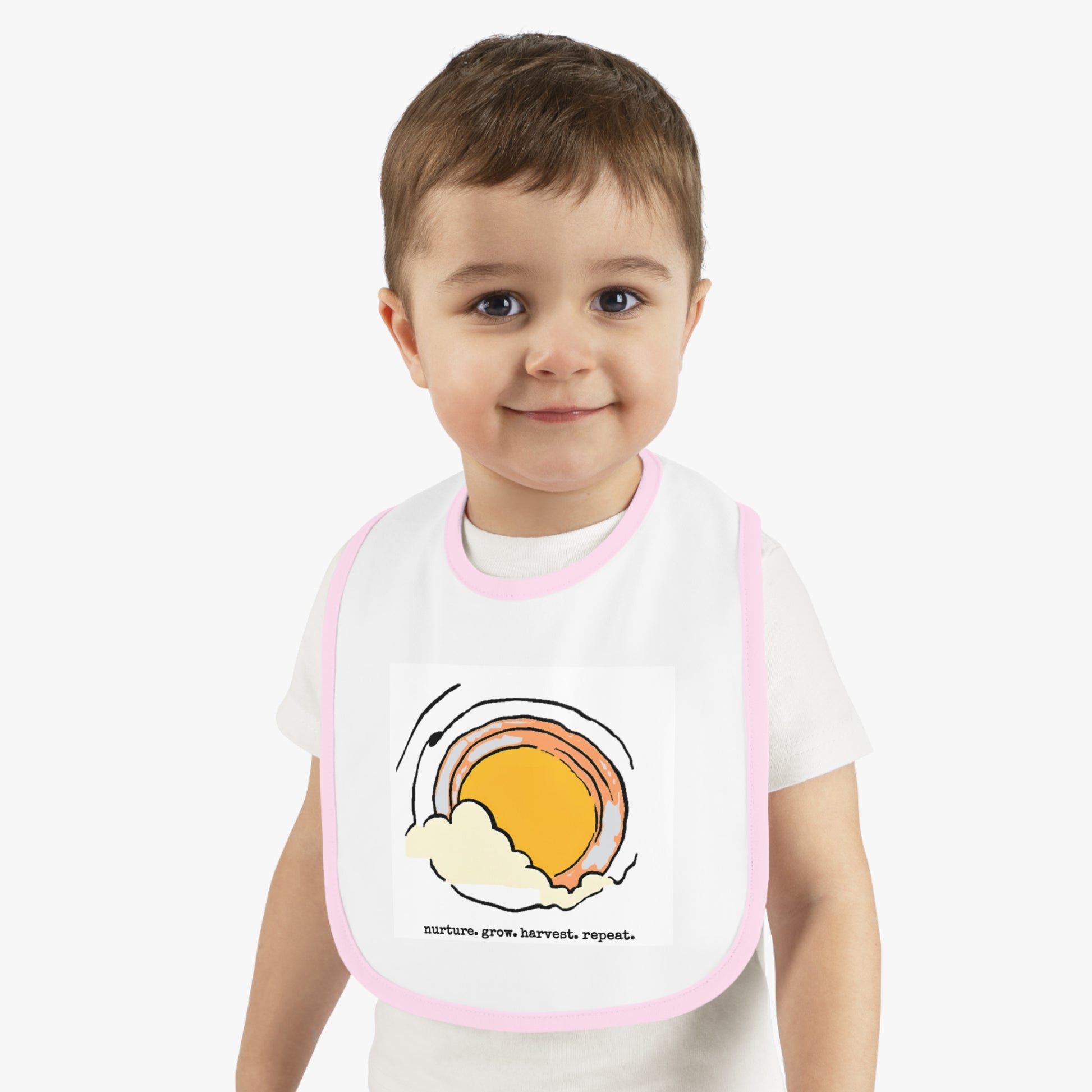 Sun/Egg art - Baby Contrast Trim Jersey Bib - Graleske