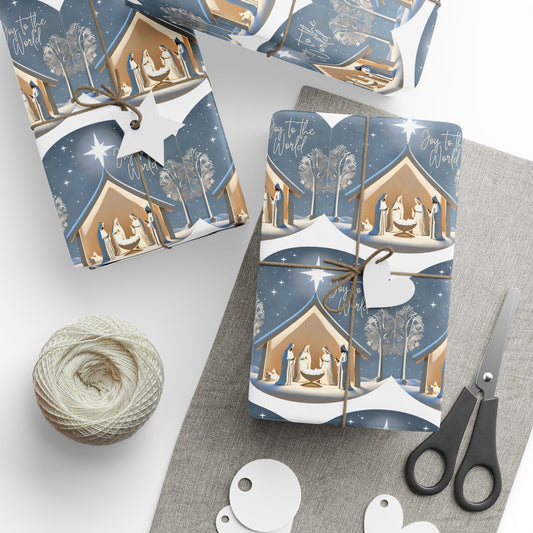 Wrapping Paper - Joy To The World - Manger - Graleske