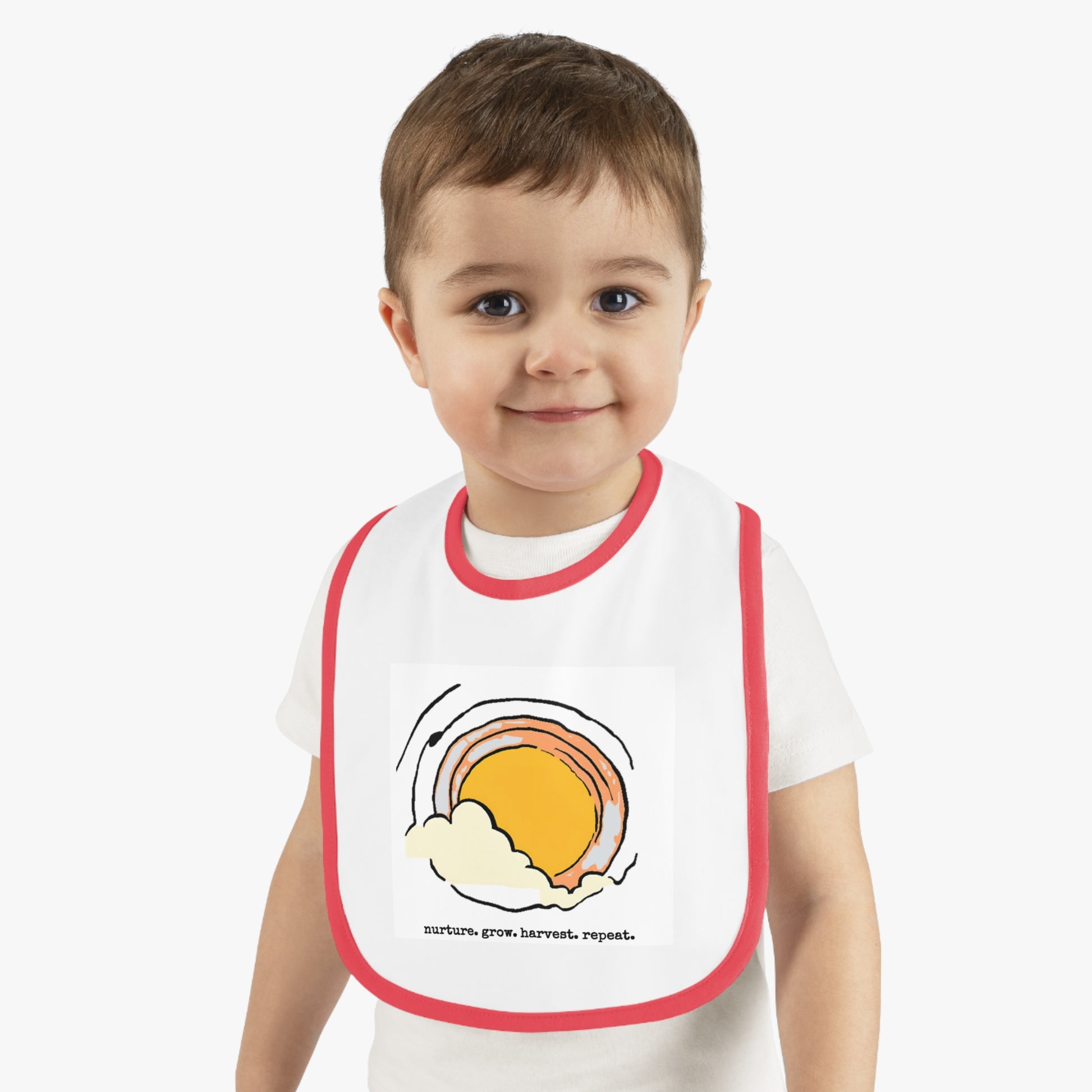 Sun/Egg art - Baby Contrast Trim Jersey Bib - Graleske