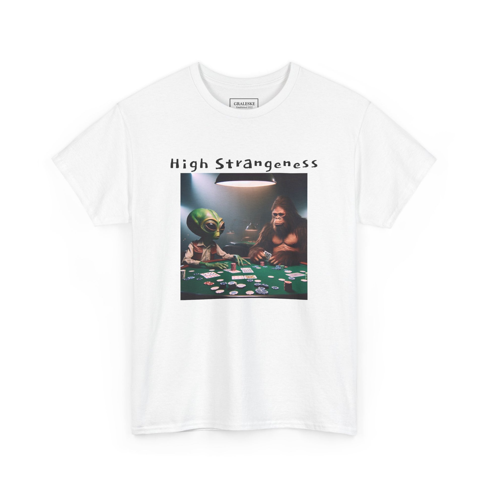 Alien vs Bigfoot Poker -Unisex Heavy Cotton Tee - Graleske