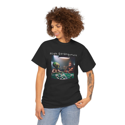 Alien vs Bigfoot Poker -Unisex Heavy Cotton Tee - Graleske
