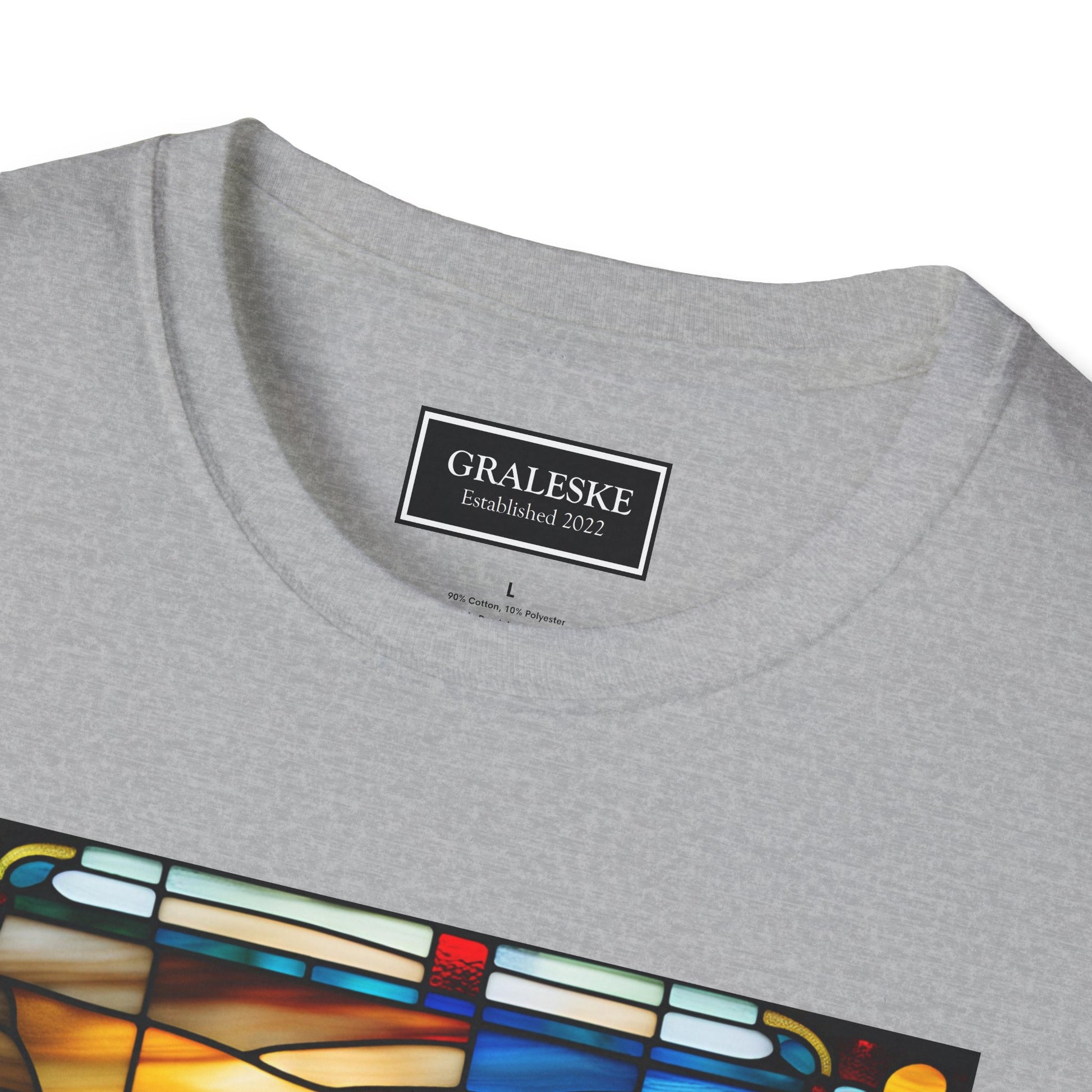 chickens playing cards stained glass - Unisex T-Shirt - Graleske