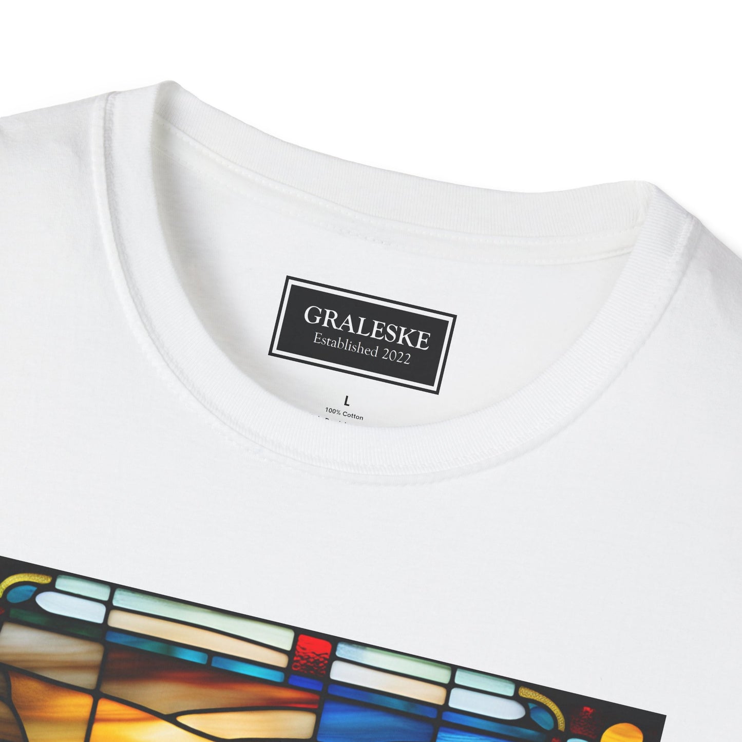 chickens playing cards stained glass - Unisex T-Shirt - Graleske