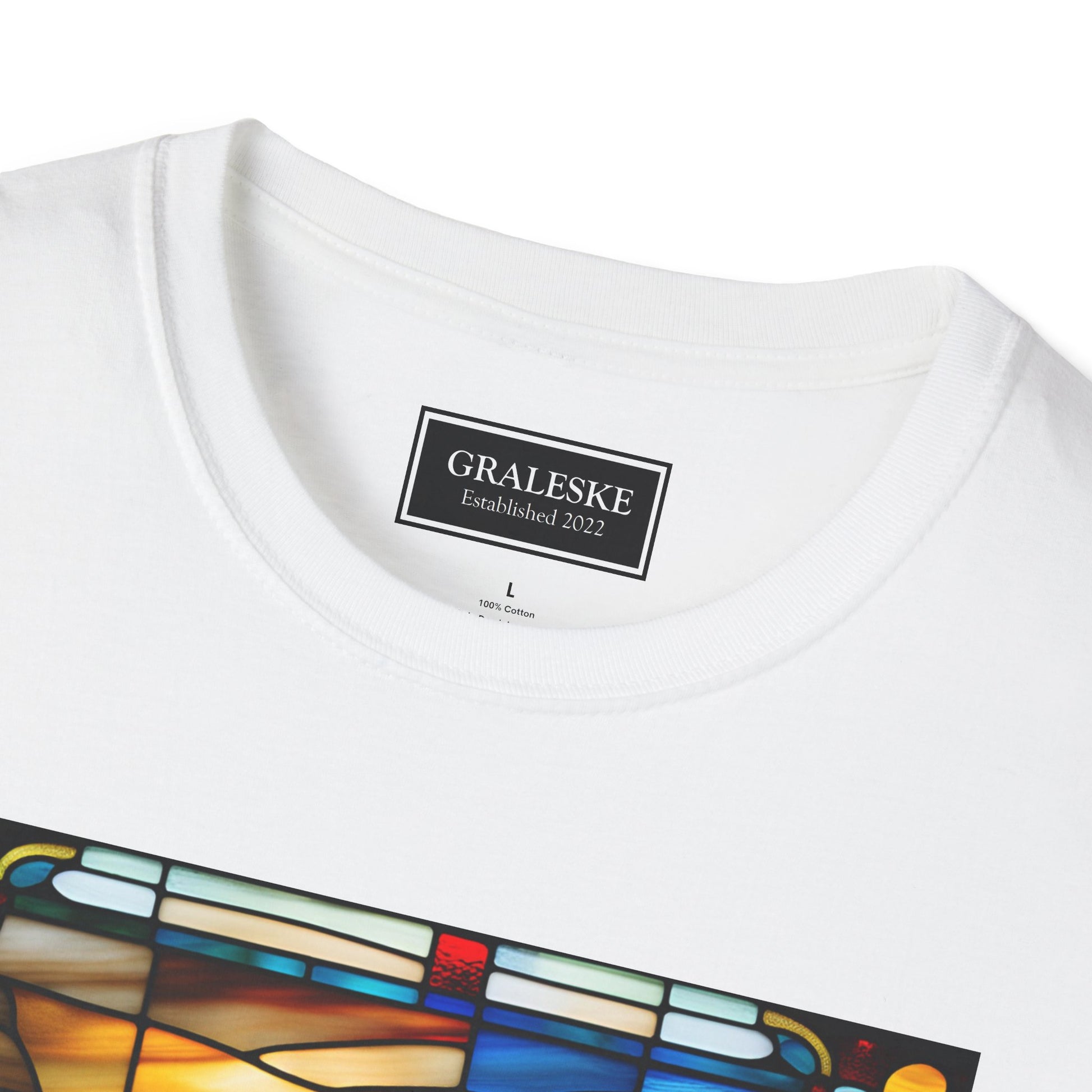 chickens playing cards stained glass - Unisex T-Shirt - Graleske